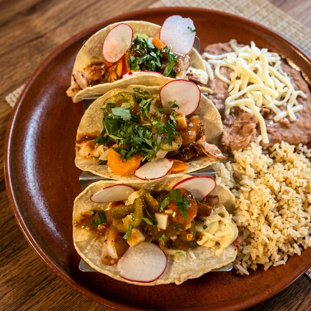 Mexican tacos with seasoned fillings and house-made salsa at Habaneros Mexican Grill on 48A Street, Leduc, AB
